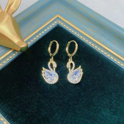 Sweet Rhinestone Swan Earrings – INS Fashion Jewelry for Women CJ