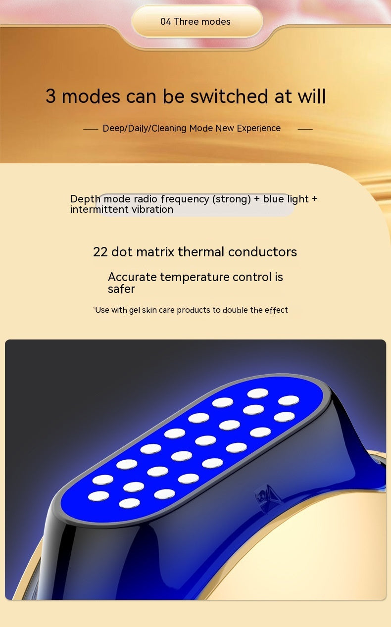 Portable Mini Collagen Facial Device – Electric Vibrating Heating with 3 Gears & Color Light, Nobility Gold
