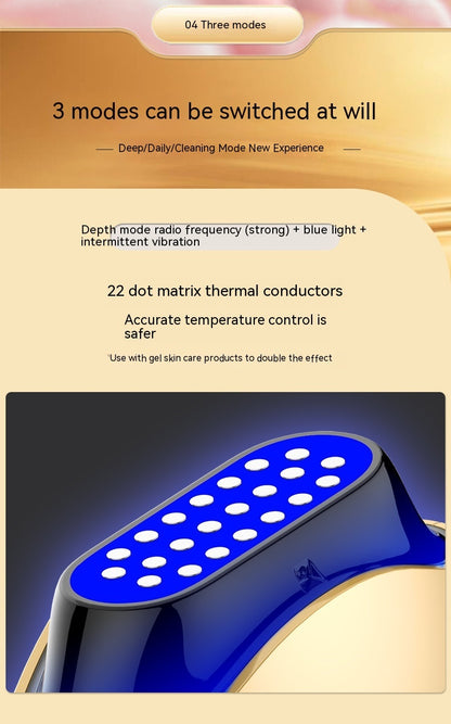 Portable Mini Collagen Facial Device – Electric Vibrating Heating with 3 Gears & Color Light, Nobility Gold