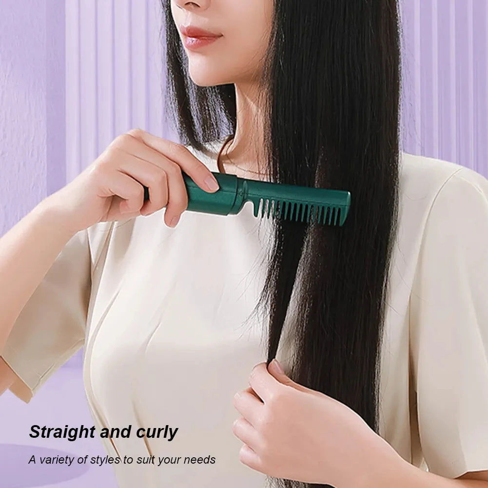 Professional Wireless Hair Straightener & Curler – Fast Heating Negative Ion Styling Brush CJ