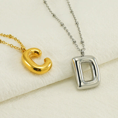 Women’s Fashion Bubble Letter Pendant Necklace – Trendy Alphabet Jewelry Gift CJ