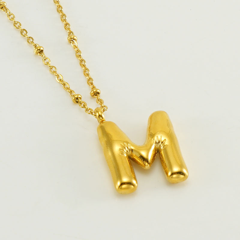 Women’s Fashion Bubble Letter Pendant Necklace – Trendy Alphabet Jewelry Gift CJ