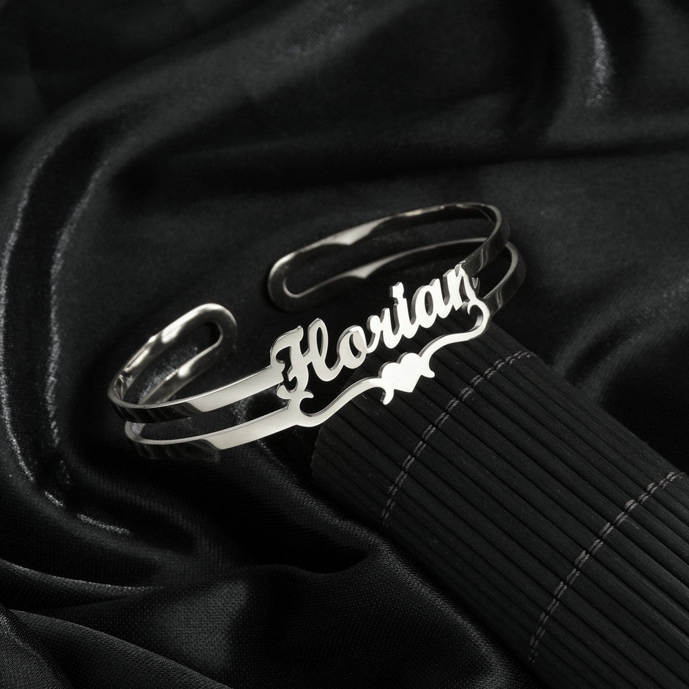 Customized Name Bracelet – Personalized Stainless Steel Bangle Jewelry CJ