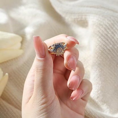 Shining Sun & Blue Moon Couple Rings – Friendship Jewelry for Friends & Lovers CJ