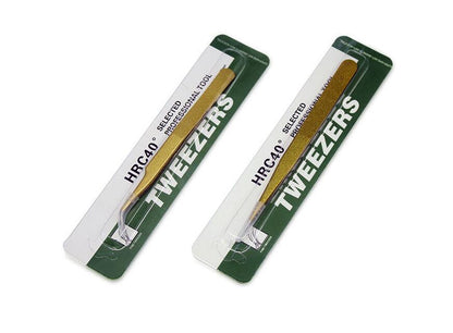 Professional Stainless Steel Curved & Straight Tweezers – Gold Eyelash Extension Tools