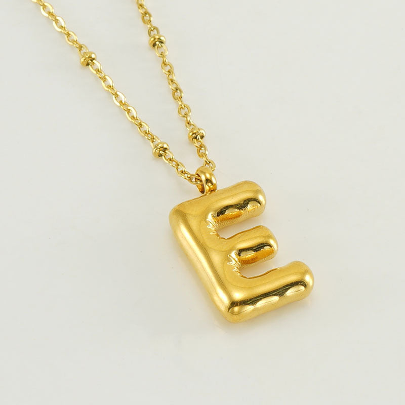 Women’s Fashion Bubble Letter Pendant Necklace – Trendy Alphabet Jewelry Gift CJ