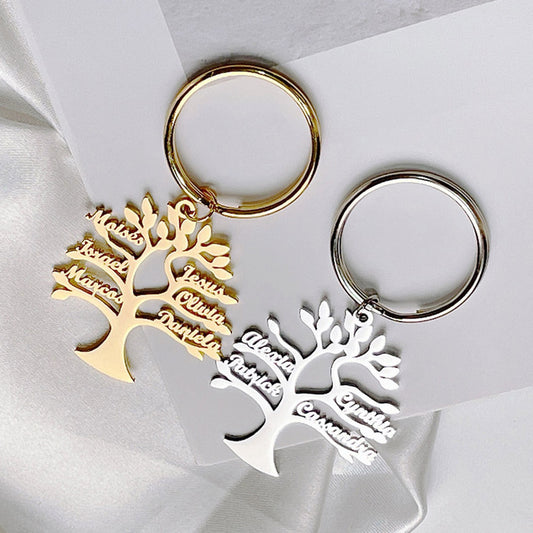 Customizable Tree of Life Name Stainless Steel Keychain – Personalizable Gift