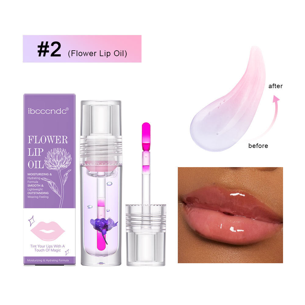 Flower Color Changing Lip Oil – Moisturizing Jelly Lip Gloss with Temperature-Sensitive Color