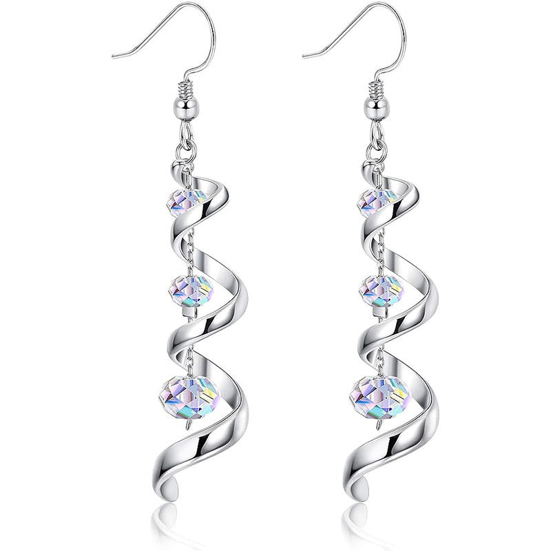Fashion Spiral Ribbon Multi-Drop Teardrop Earrings – Elegant Statement Jewelry CJ