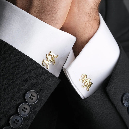 Customizable Handmade Frosted Name Abbreviation Metal Cufflinks – Personalizable Gift
