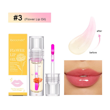Flower Color Changing Lip Oil – Moisturizing Jelly Lip Gloss with Temperature-Sensitive Color