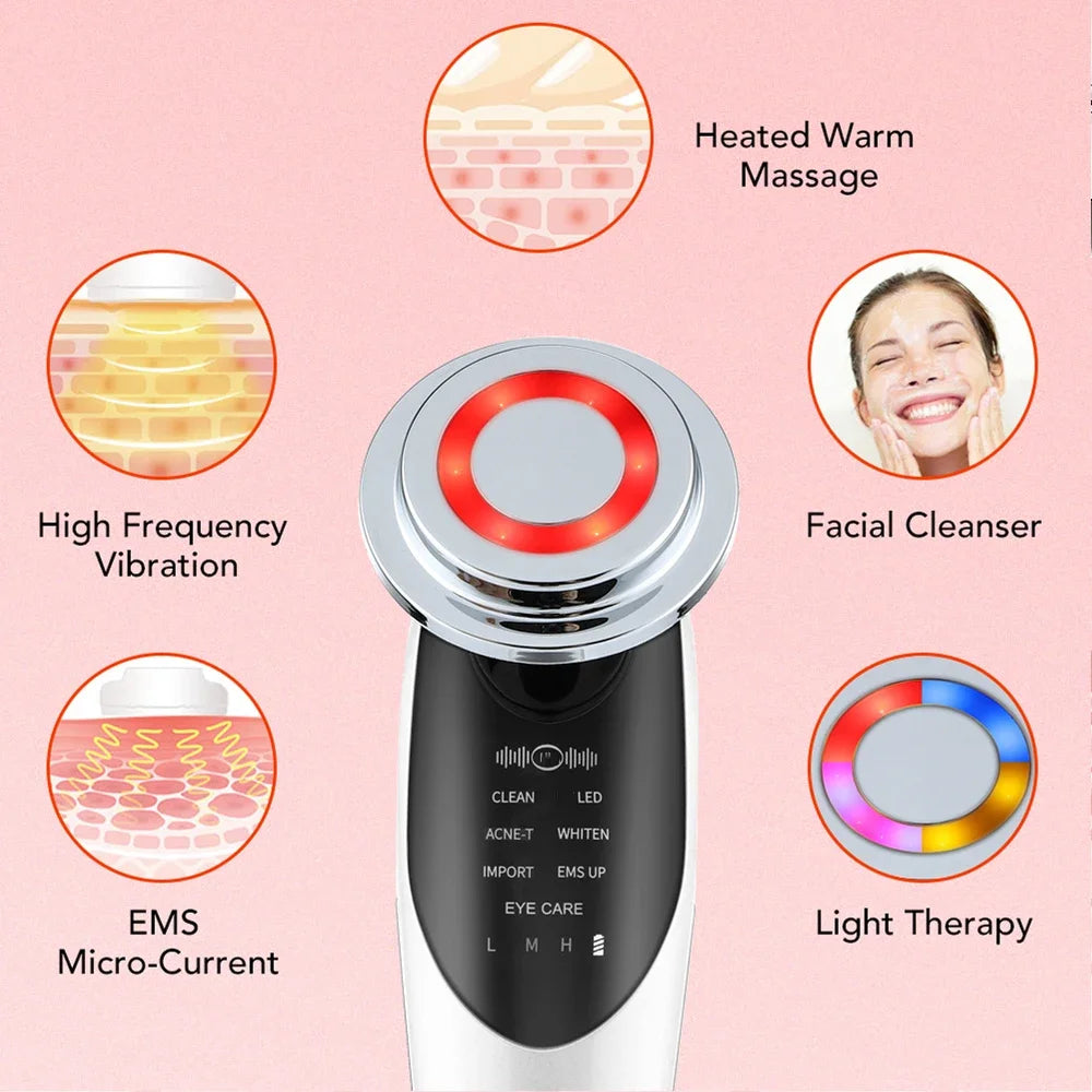 7-in-1 RF EMS Facial Massager – Multifunction Skin Care Tool for Face Lift, Wrinkle Removal & Skin Rejuvenation