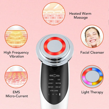 7-in-1 RF EMS Facial Massager – Multifunction Skin Care Tool for Face Lift, Wrinkle Removal & Skin Rejuvenation