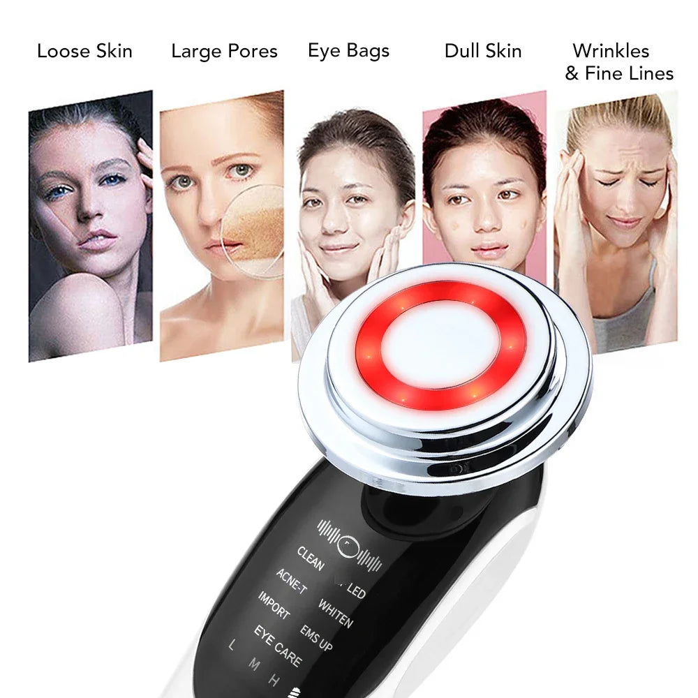 7-in-1 RF EMS Facial Massager – Multifunction Skin Care Tool for Face Lift, Wrinkle Removal & Skin Rejuvenation