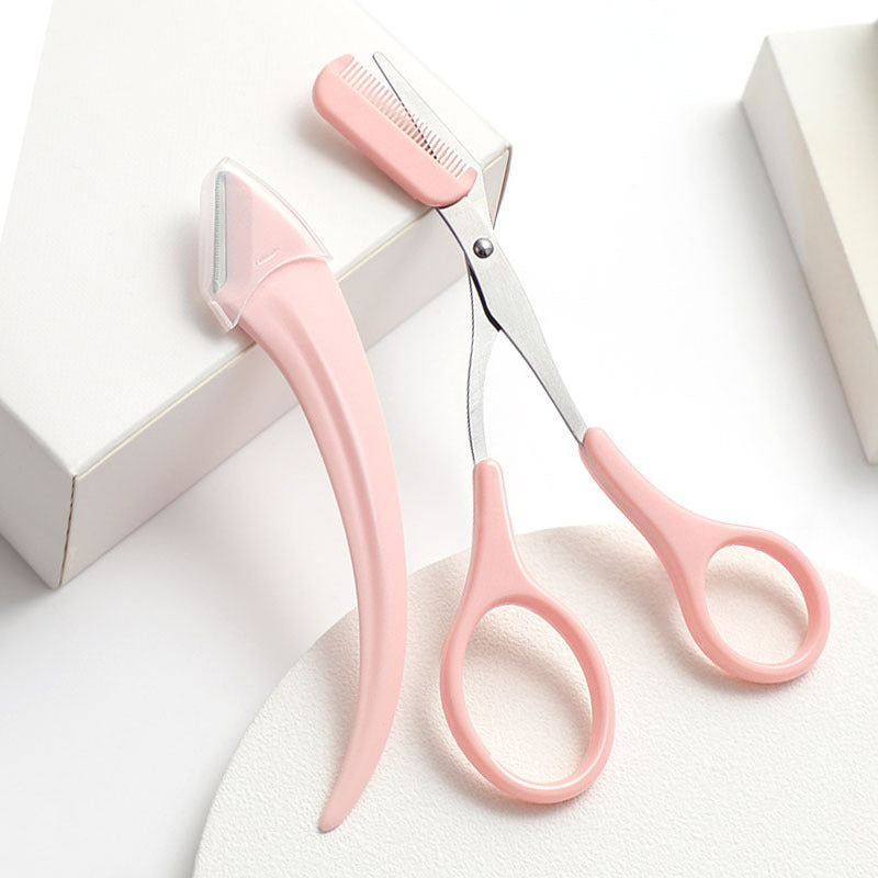 Eyebrow Trimming Knife with Comb – Curved Moon Small Beauty Tool CJ