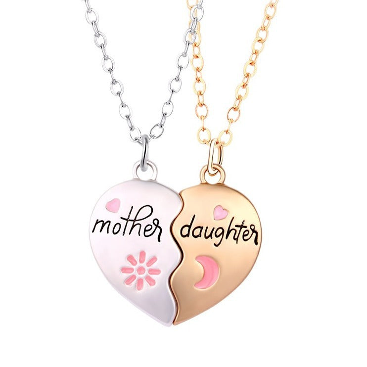 2PCS Mother & Daughter Necklace Set – Matching Heart Magnetic Pendant Jewelry Gift CJ