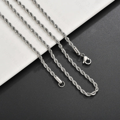 Stainless Steel Hip Hop Twisted Rope Chain Necklace – Vacuum Plated Fashion Jewelry CJ