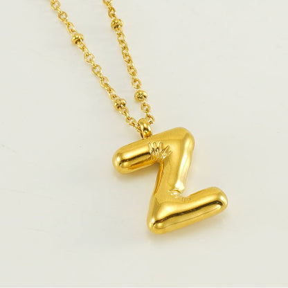 Women’s Fashion Bubble Letter Pendant Necklace – Trendy Alphabet Jewelry Gift CJ