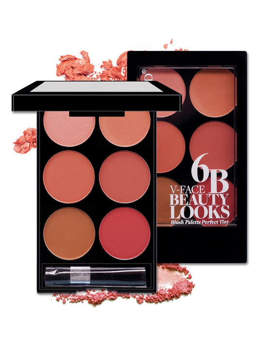 Multi-Color Six-Shade Blush Palette – Professional Face Contour and Cheek Color CJ
