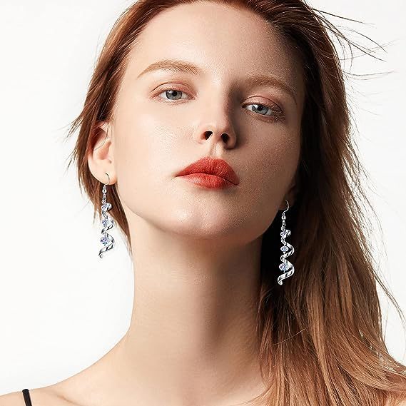 Fashion Spiral Ribbon Multi-Drop Teardrop Earrings – Elegant Statement Jewelry CJ