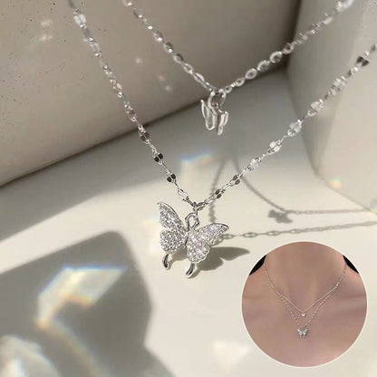 Double Butterfly Necklace – Gold-Plated Pendant for Women, Engagement & Anniversary Gift CJ