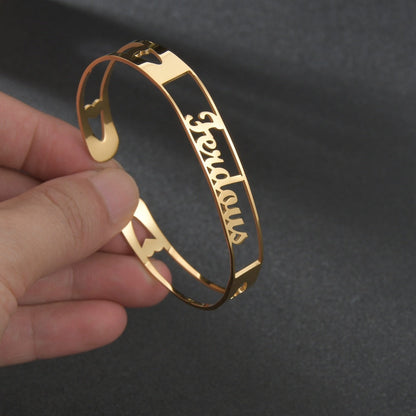 Customized Name Bracelet – Personalized Stainless Steel Bangle Jewelry CJ