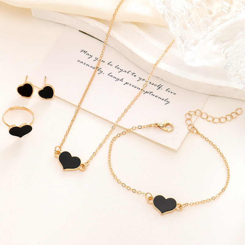Simple Love Jewelry Set – Heart Necklace & Earrings for Women, Fashion Party Gift CJ