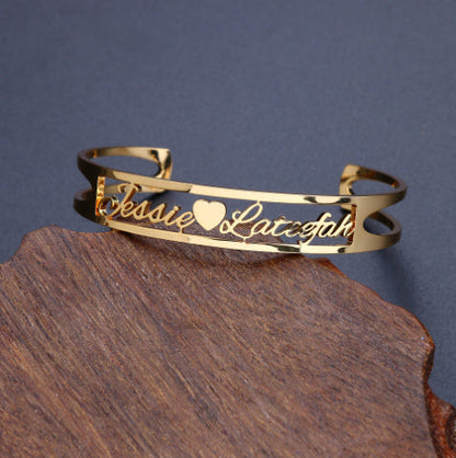 Customized Name Bracelet – Personalized Stainless Steel Bangle Jewelry CJ