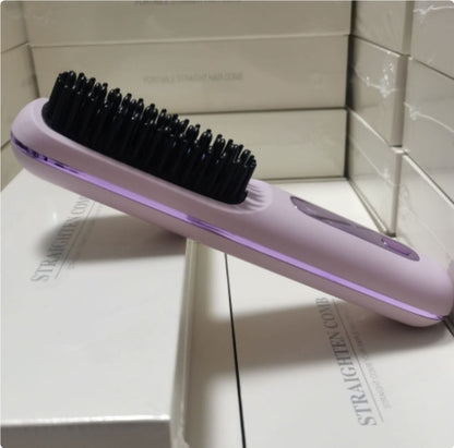 2-in-1 Wireless Hair Straightener & Comb – Fast Heating Portable Hot Brush with USB Charging CJ
