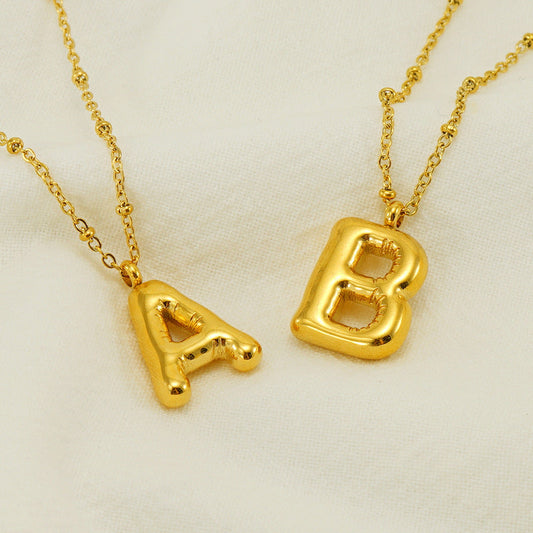 Women’s Fashion Bubble Letter Pendant Necklace – Trendy Alphabet Jewelry Gift CJ