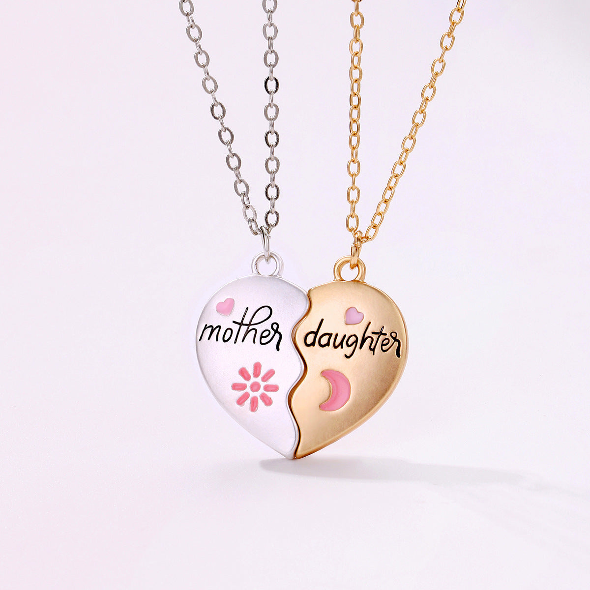 2PCS Mother & Daughter Necklace Set – Matching Heart Magnetic Pendant Jewelry Gift CJ