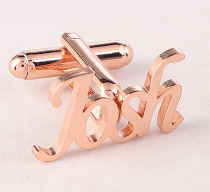 Customizable Handmade Frosted Name Abbreviation Metal Cufflinks – Personalizable Gift