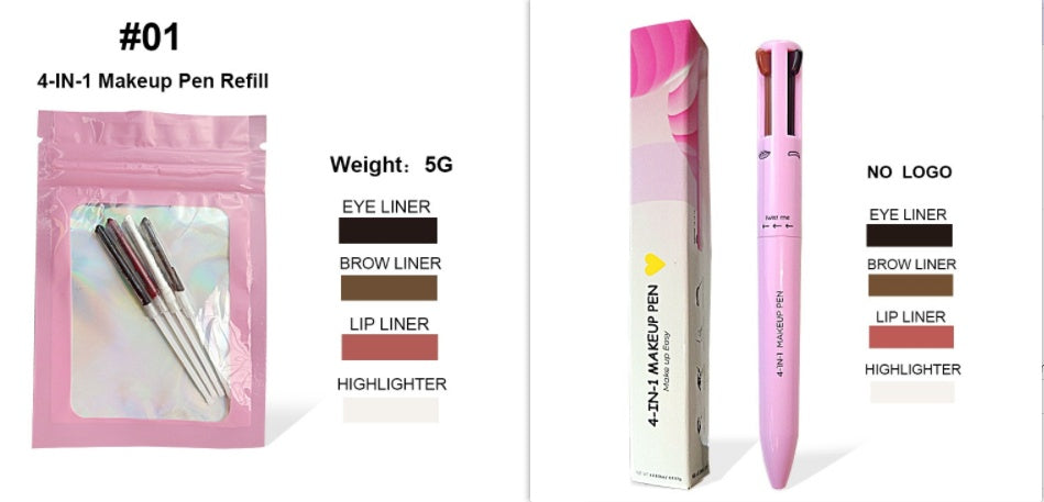 Four-in-One Cosmetic Brush – Highlight, Lip Liner, Eyeliner, and Eyebrow Pencil