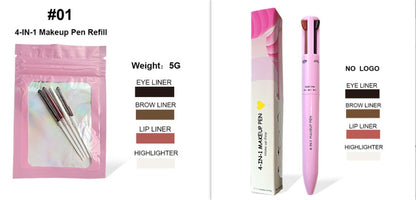 Four-in-One Cosmetic Brush – Highlight, Lip Liner, Eyeliner, and Eyebrow Pencil