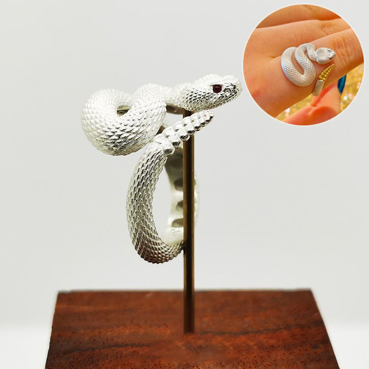 Adjustable Snake Ring – Exquisite Punk Gothic Black & White Rattlesnake Couple Jewelry for Men & Women CJ