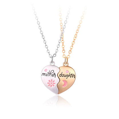 2PCS Mother & Daughter Necklace Set – Matching Heart Magnetic Pendant Jewelry Gift CJ