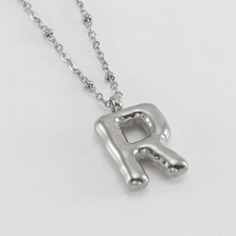 Women’s Fashion Bubble Letter Pendant Necklace – Trendy Alphabet Jewelry Gift CJ