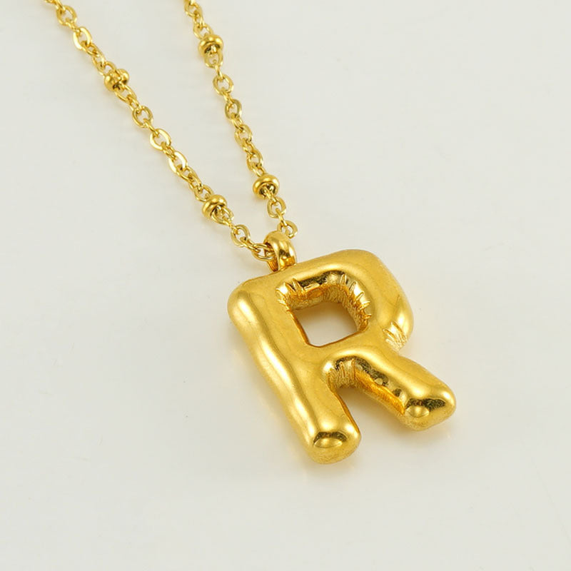 Women’s Fashion Bubble Letter Pendant Necklace – Trendy Alphabet Jewelry Gift CJ