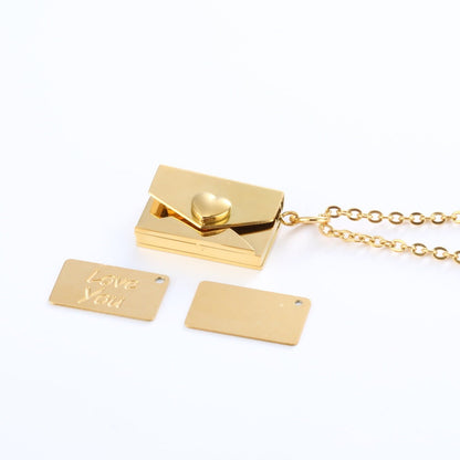 Peach Heart Envelope Necklace – Hidden Message Pendant, Couple Jewelry Gift for Women CJ