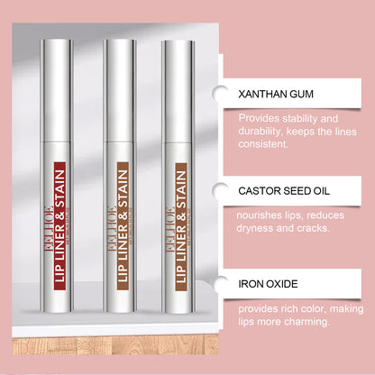 Peel-Off Lip Gloss and Lip Liner – Waterproof, Long-Lasting Tattoo Effect, Hydrating Matte Finish