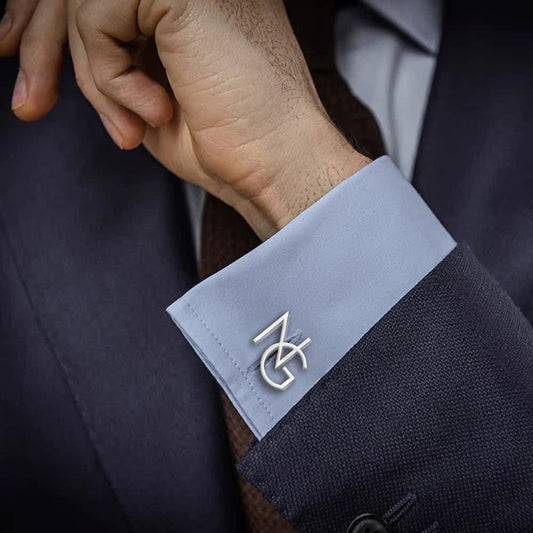 Customizable Handmade Frosted Name Abbreviation Metal Cufflinks – Personalizable Gift