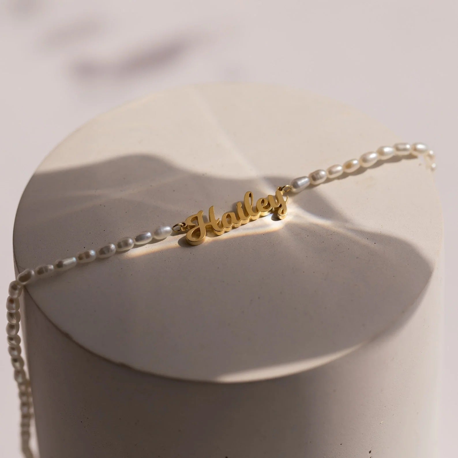 Personalized Custom Name Pendant Necklace – Pearl Beaded Stainless Steel Jewelry for Women CJ