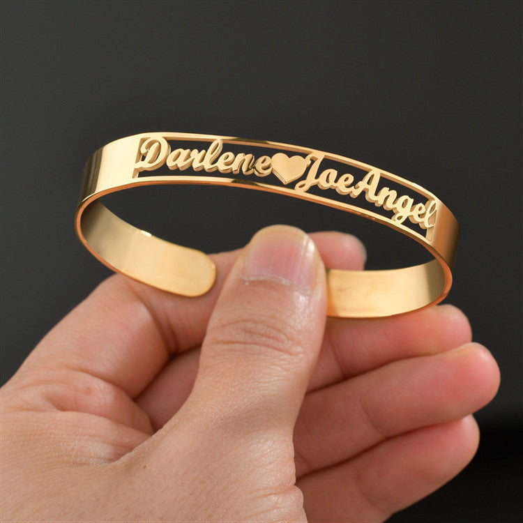 Customized Name Bracelet – Personalized Stainless Steel Bangle Jewelry CJ