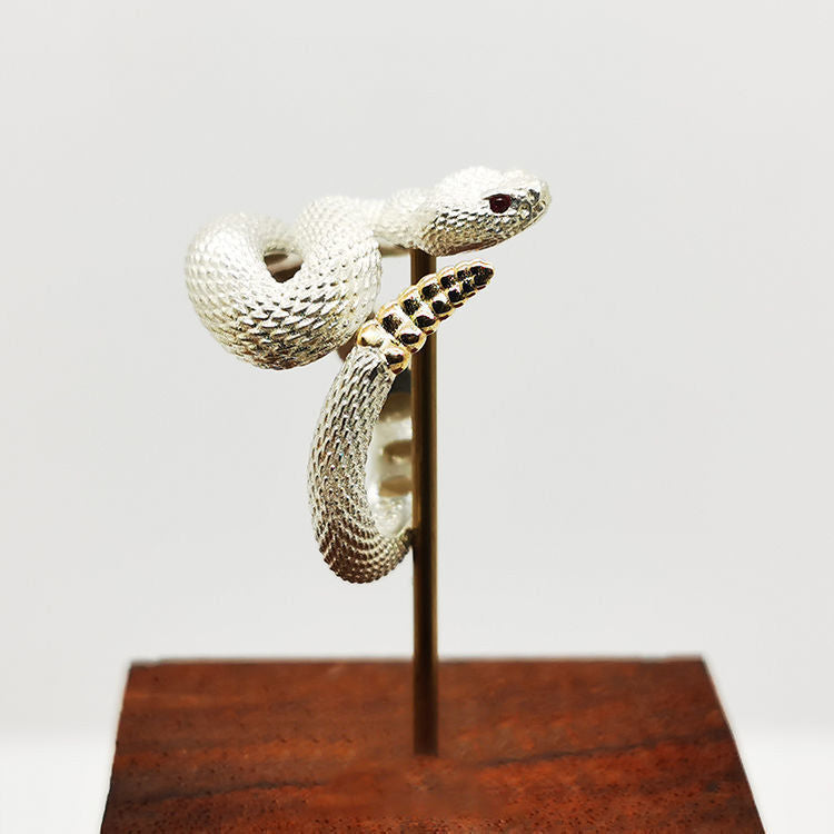 Adjustable Snake Ring – Exquisite Punk Gothic Black & White Rattlesnake Couple Jewelry for Men & Women CJ