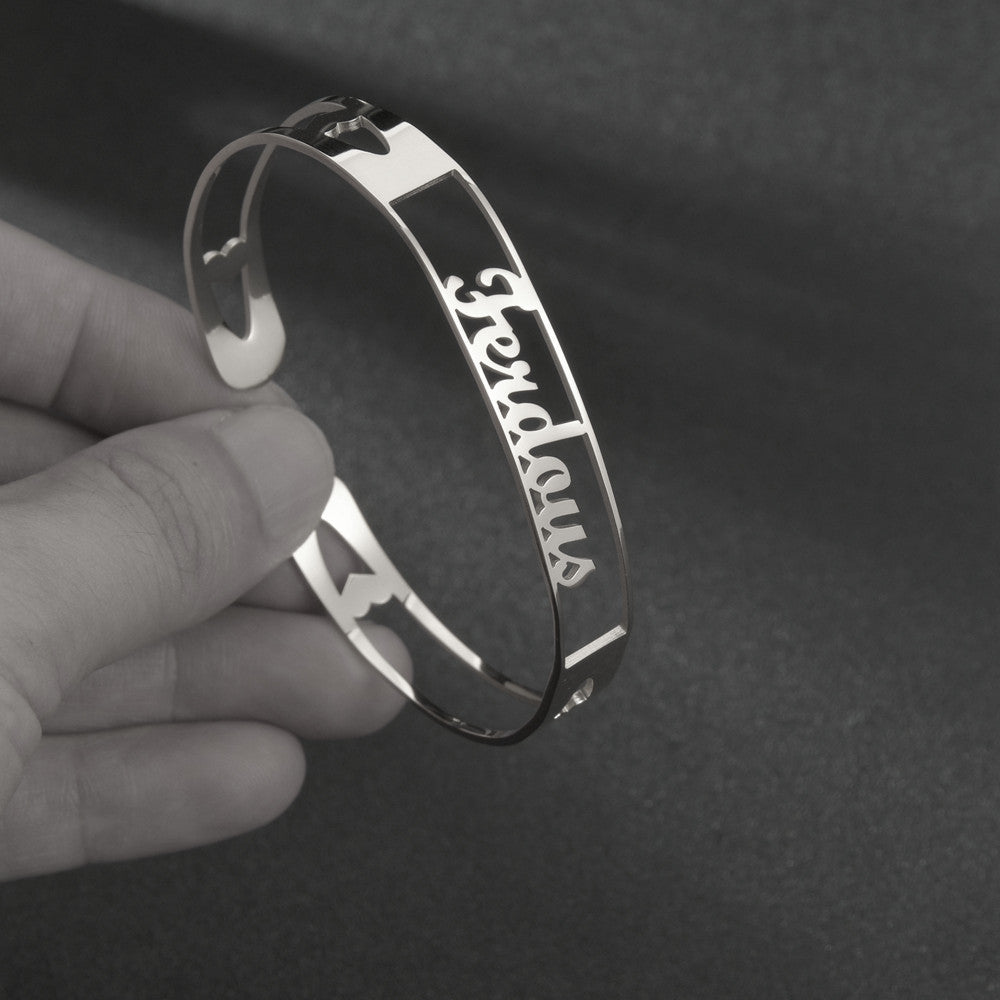 Customized Name Bracelet – Personalized Stainless Steel Bangle Jewelry CJ