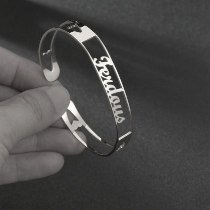 Customized Name Bracelet – Personalized Stainless Steel Bangle Jewelry CJ