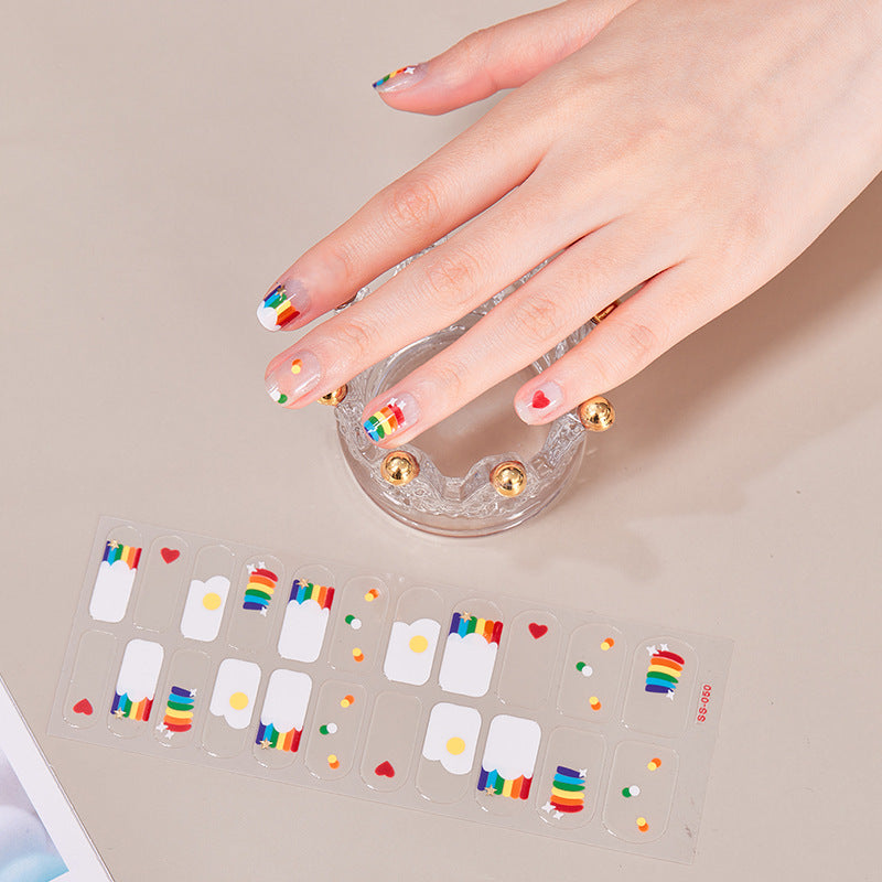 Rainbow Full-Coverage Cute Nail Stickers
