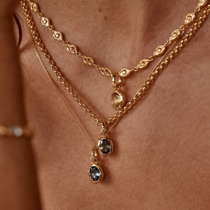 Stainless Steel 12 Birthstone Necklace – Moonstone Love Pendant Jewelry Gift for Women CJ