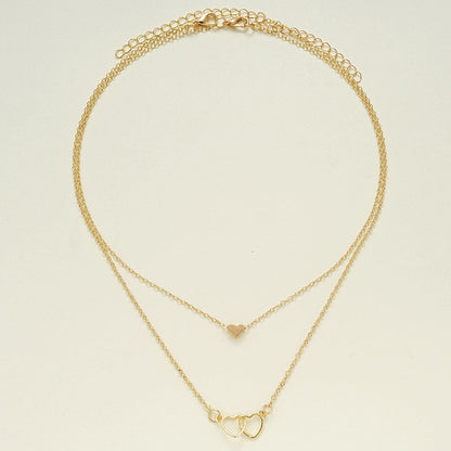 Hollow Cross Heart Pendant Necklace – Double-Layer Classic Heart Jewelry for Women CJ