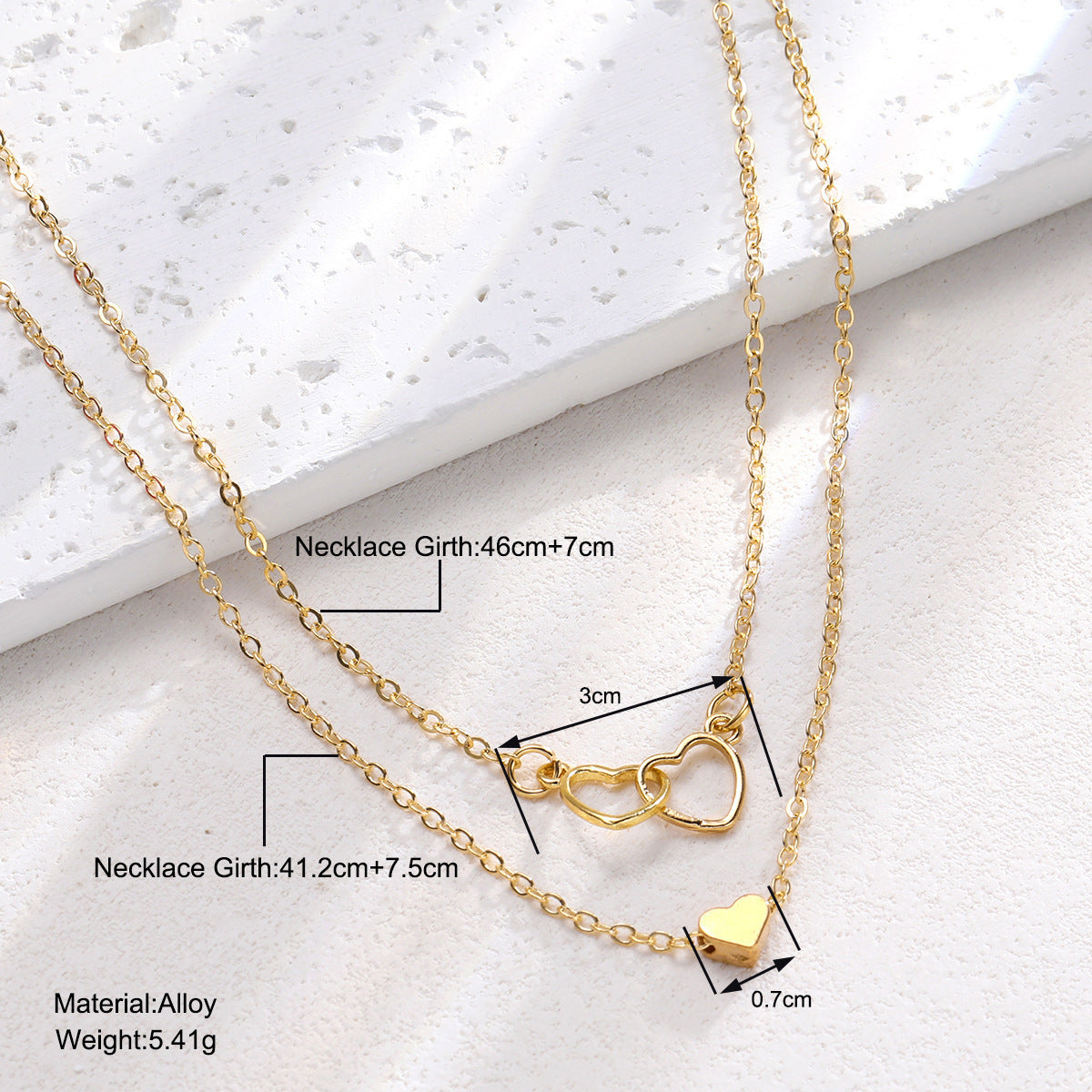Hollow Cross Heart Pendant Necklace – Double-Layer Classic Heart Jewelry for Women CJ